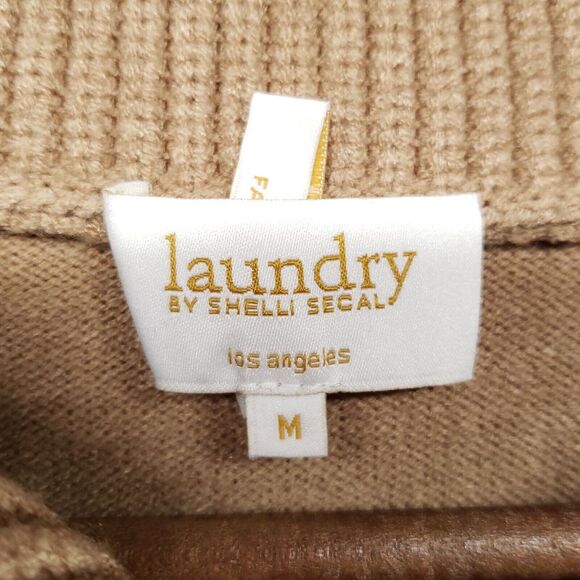 Laundry by Shelli Segal Los Angeles Half Zip Sweater Womens M Camel Beige - Picture 7 of 16
